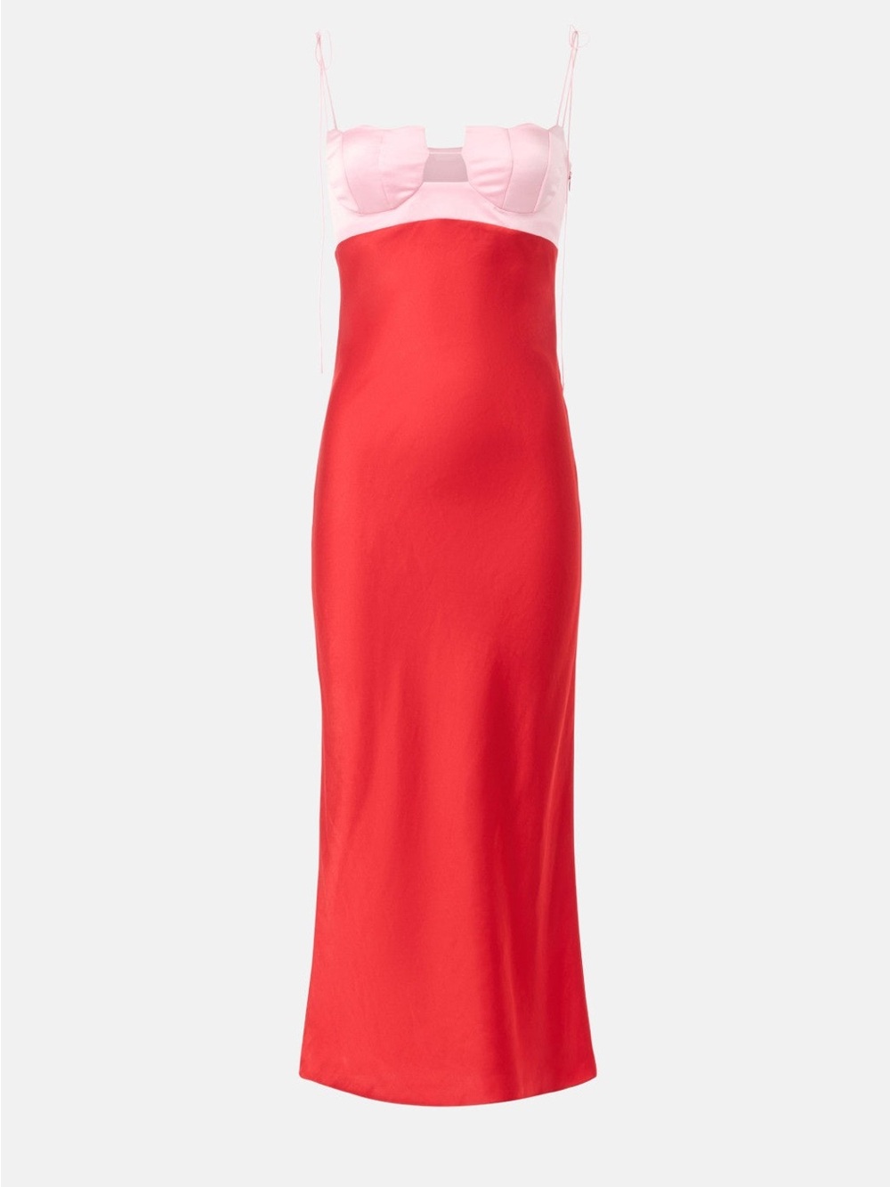 Two-Tone Pink & Red Slip Dress with Bust Detail - Picture 4 of 8